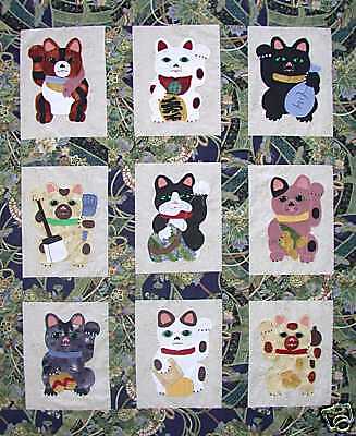 Quilt PATTERN Maneki Neko Lucky cat kitty Japanese  