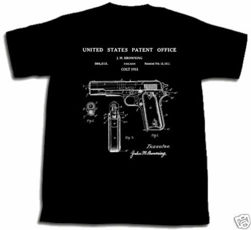 COLT 1911 PISTOL PATENT TSHIRT M L XL XXL 45 gun shirt  