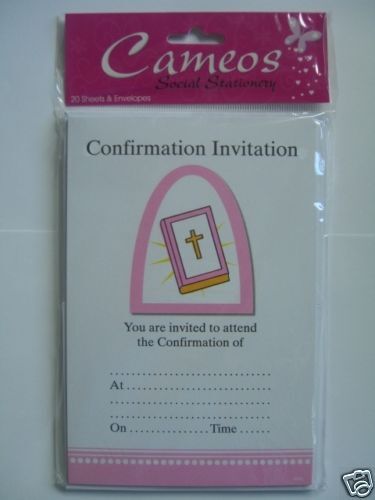 20 PARTY INVITATIONS   Confirmation (Pink/Bible)  